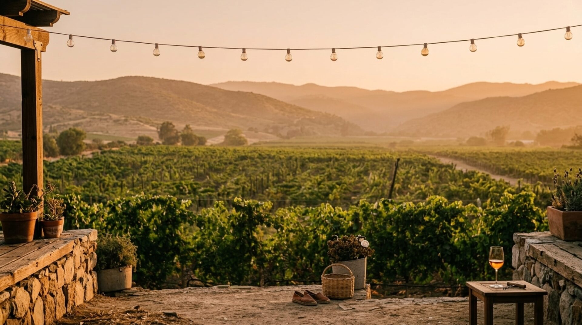 Viñedos del Valle de Guadalupe al atardecer, a una hora de Rosarito Viñedos del Valle de Guadalupe al atardecer, a una hora de Rosarito