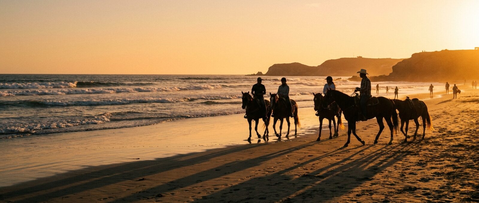 Horseback ride on Rosarito beach at sunset Horseback ride on Rosarito beach at sunset